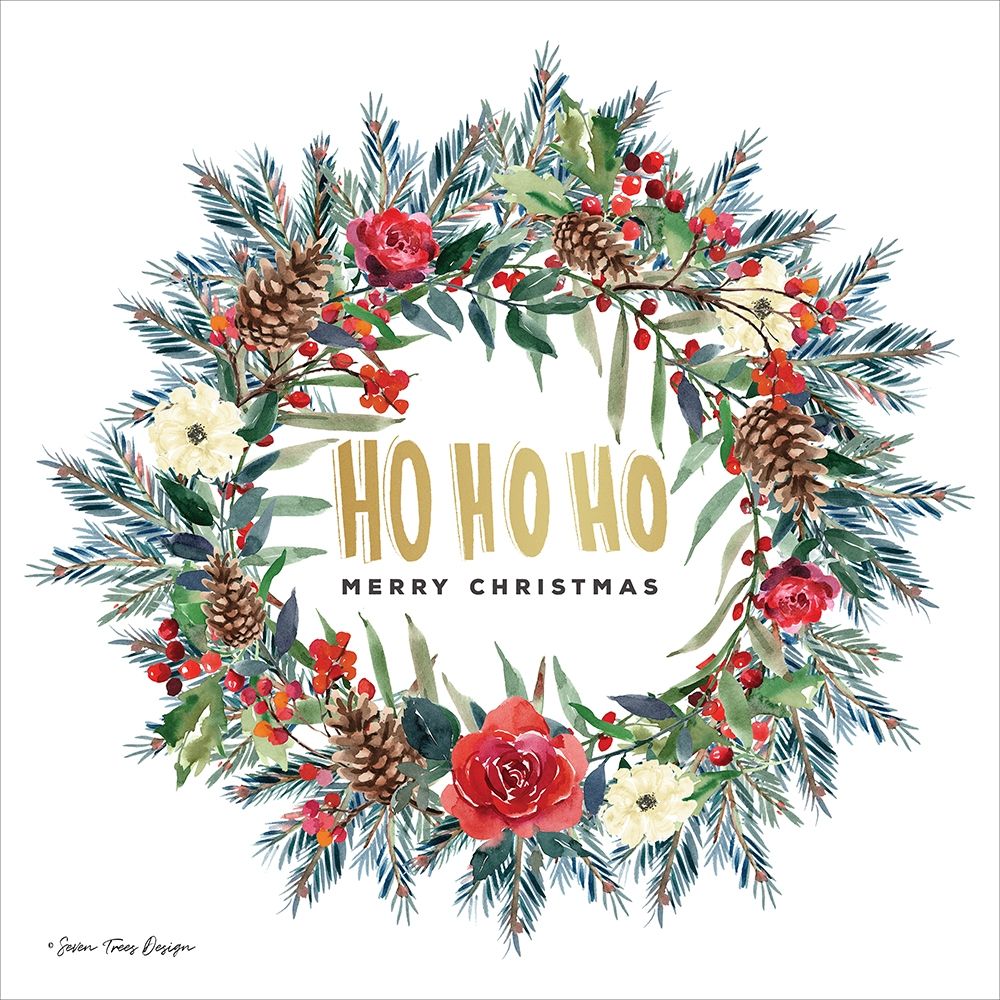 Ho Ho Ho Wreath art print by Seven Trees Design for $57.95 CAD