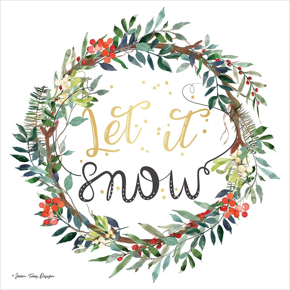 Let It Snow Wreath art print by Seven Trees Design for $57.95 CAD