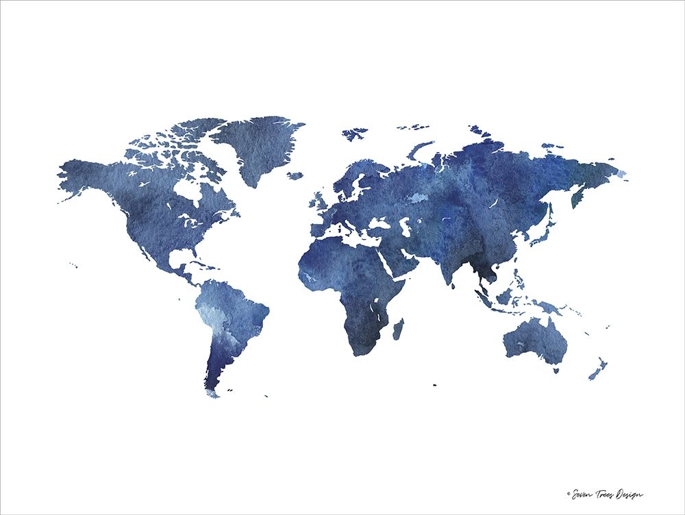 Watercolor World in Dark Blues art print by Seven Trees Design for $57.95 CAD