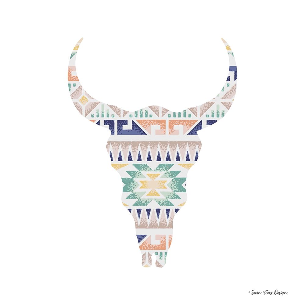 Aztec Cow Head   art print by Seven Trees Design for $57.95 CAD