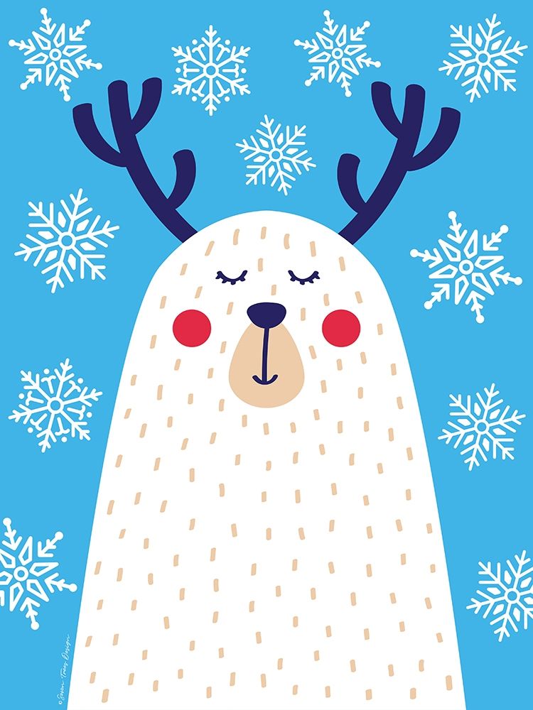 Snowflake Reindeer art print by Seven Trees Design for $57.95 CAD
