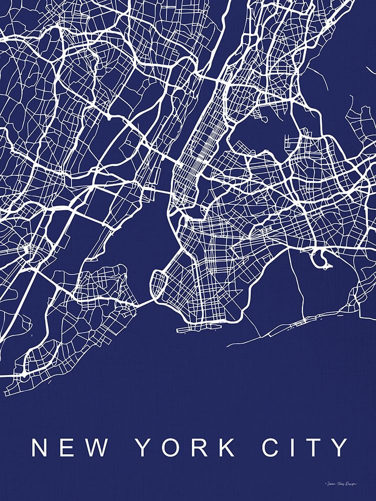 NYC Street Blue Map art print by Seven Trees Design for $57.95 CAD