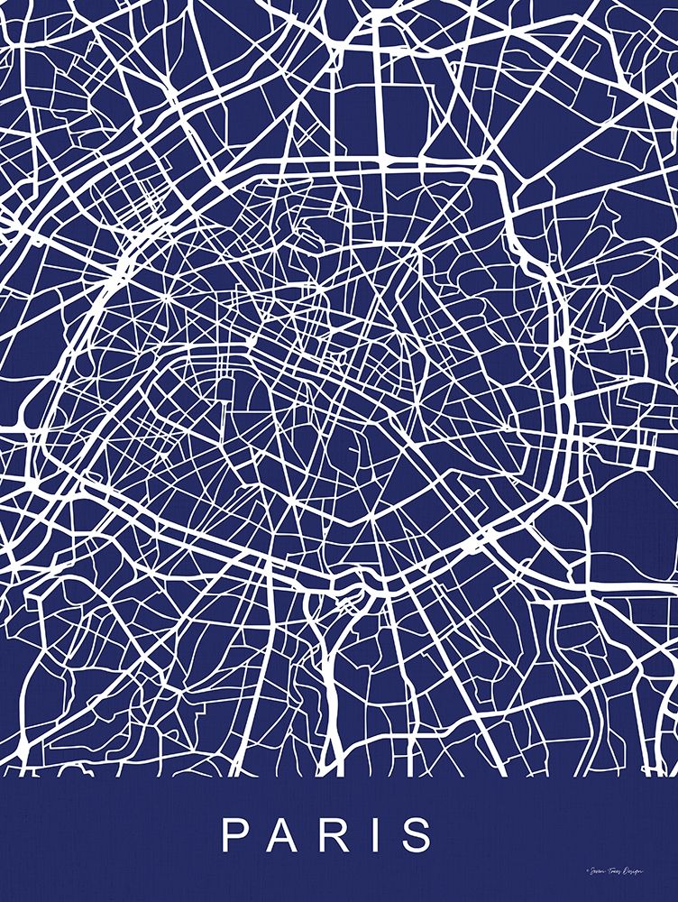 Paris Street Blue Map art print by Seven Trees Design for $57.95 CAD