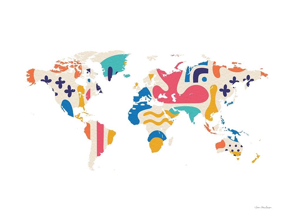 Abstract Colorful World Map art print by Seven Trees Design for $57.95 CAD