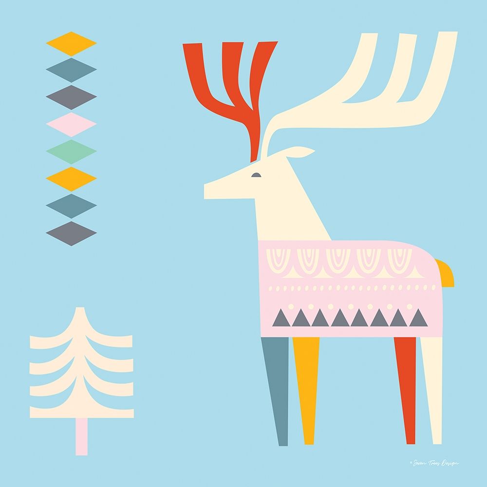 The Christmas Deer   art print by Seven Trees Design for $57.95 CAD
