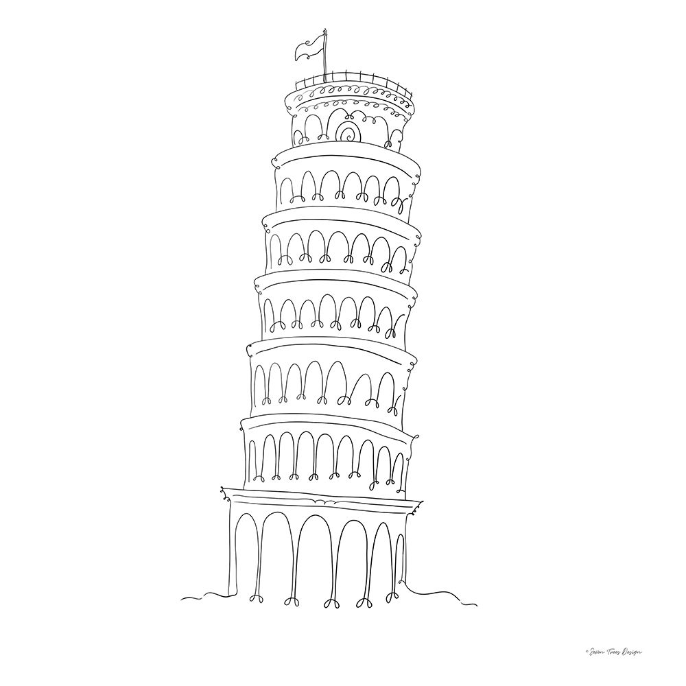One Line Pisa Tower Italy art print by Seven Trees Design for $57.95 CAD