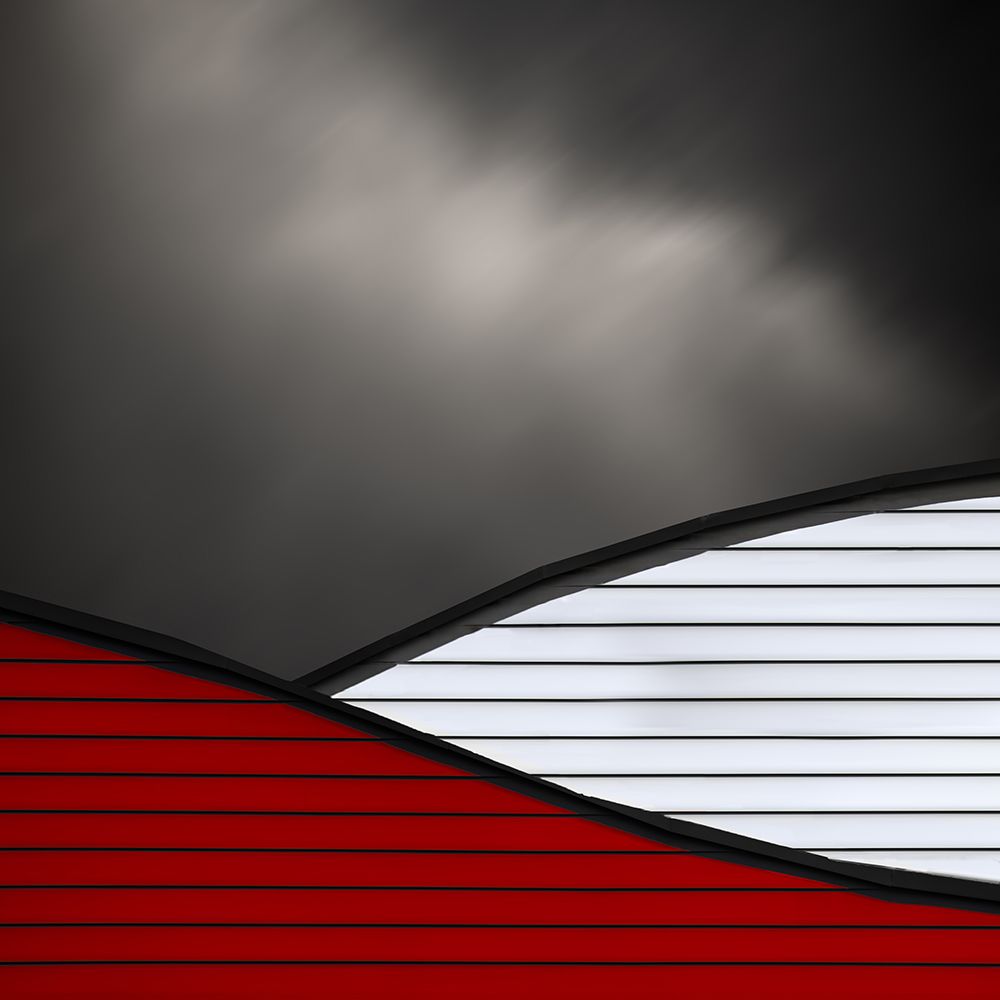 Wavy red white roof art print by Gilbert Claes for $57.95 CAD