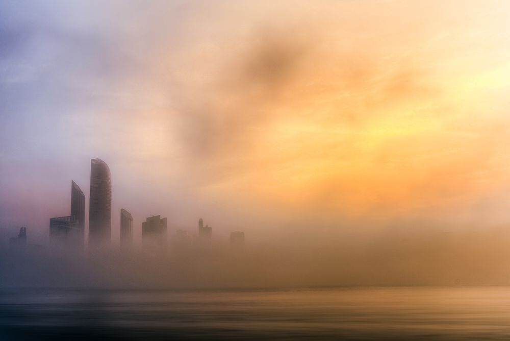 Abu Dhabi Cityscape - Foggy Morning art print by Mohamed Kazzaz for $57.95 CAD