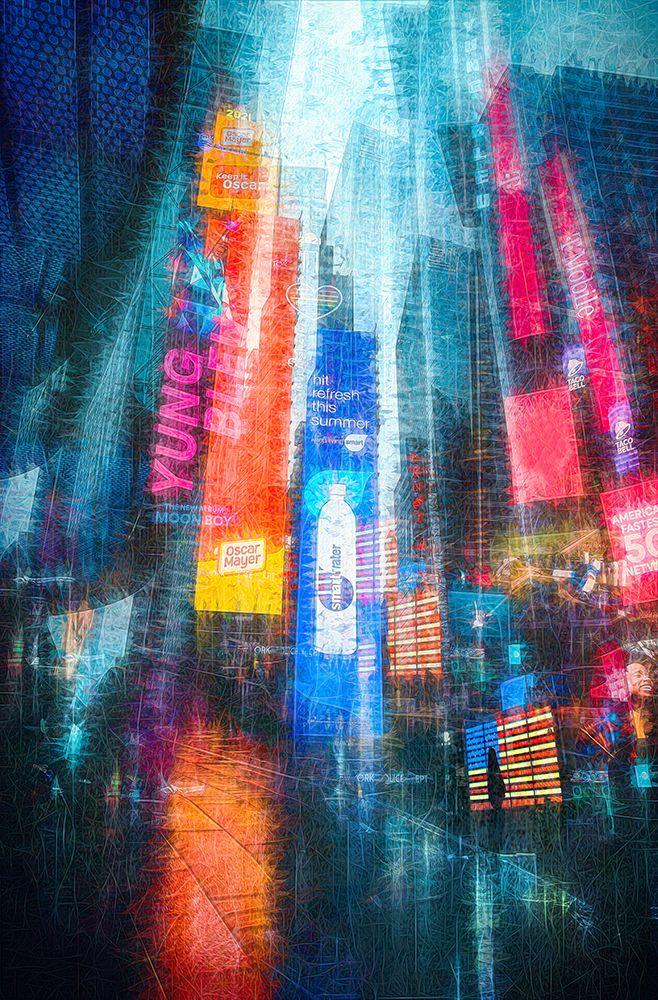 Time Square Impression In Rain art print by Catherine W. for $57.95 CAD