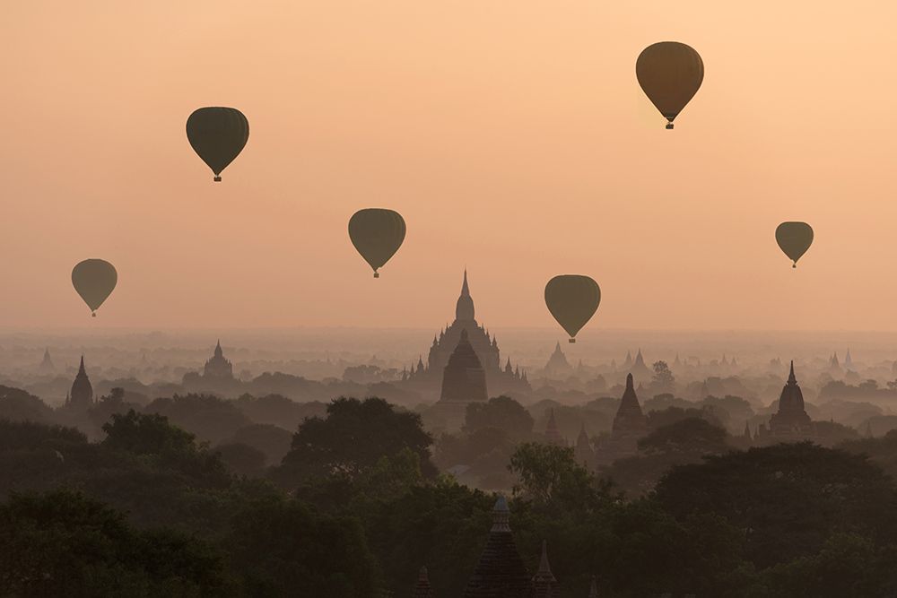 Bagan, balloons flying over ancient temples art print by Sarawut Intarob for $57.95 CAD