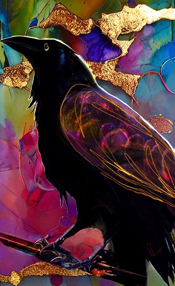 Raven with Pink and Gold art print by Ruth Day for $57.95 CAD
