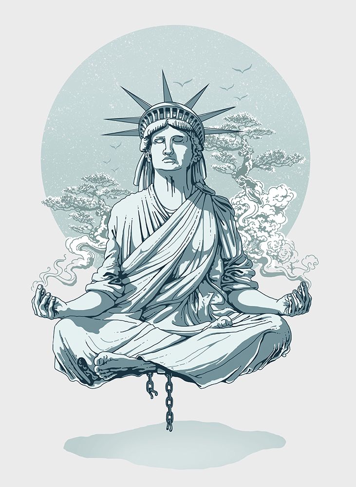 statue liberty meditating art print by Adam Lawless for $57.95 CAD