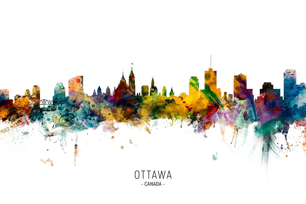 Ottawa Canada Skyline art print by Michael Tompsett for $57.95 CAD