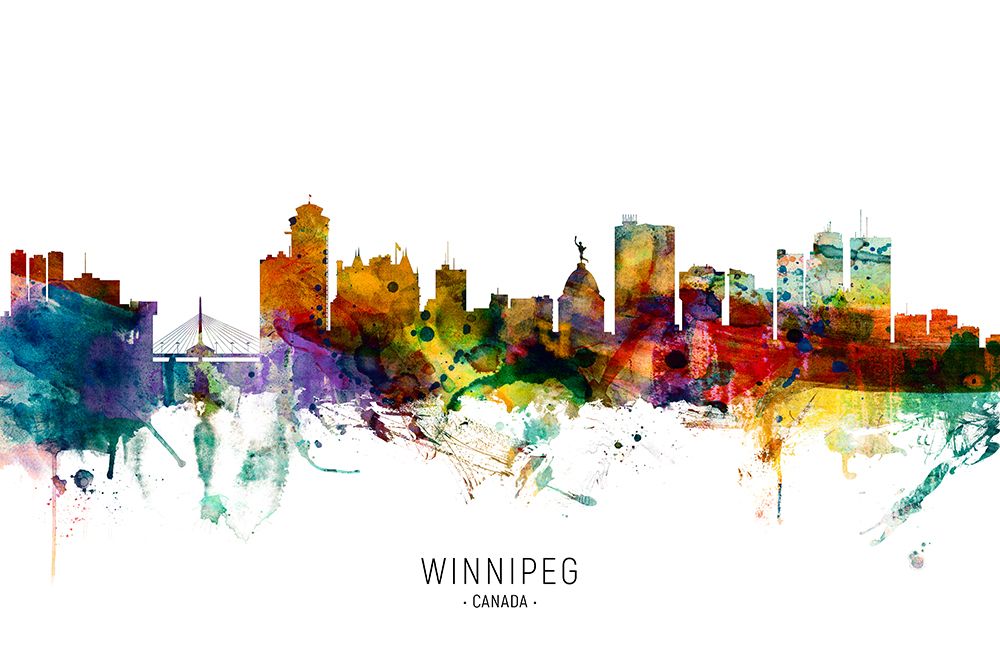 Winnipeg Canada Skyline art print by Michael Tompsett for $57.95 CAD