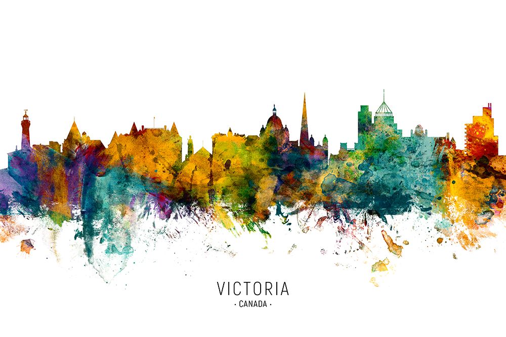 Victoria Canada Skyline art print by Michael Tompsett for $57.95 CAD