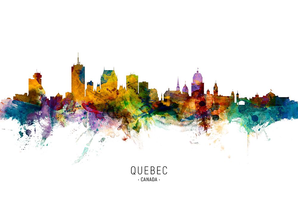Quebec Canada Skyline art print by Michael Tompsett for $57.95 CAD