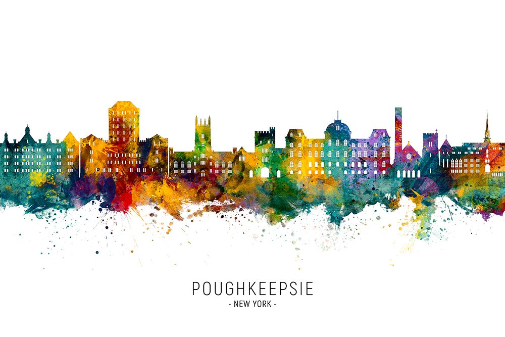 Poughkeepsie New York Skyline art print by Michael Tompsett for $57.95 CAD