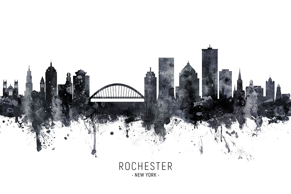 Rochester New York Skyline art print by Michael Tompsett for $57.95 CAD