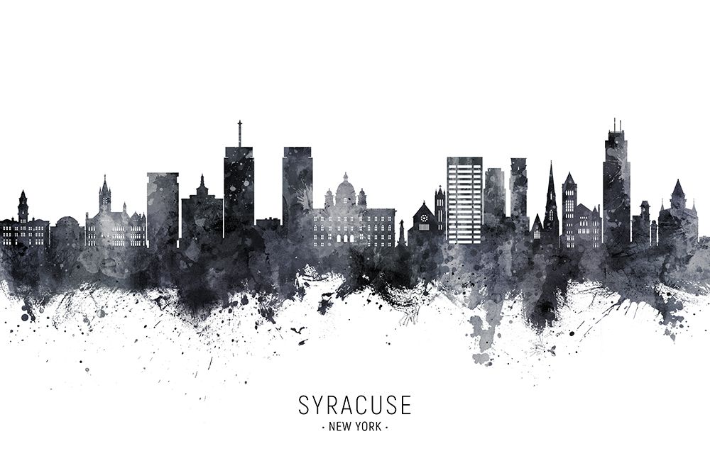 Syracuse New York Skyline art print by Michael Tompsett for $57.95 CAD