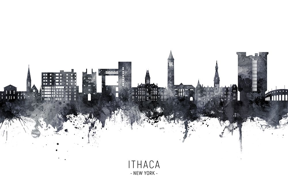 Ithaca New York Skyline art print by Michael Tompsett for $57.95 CAD