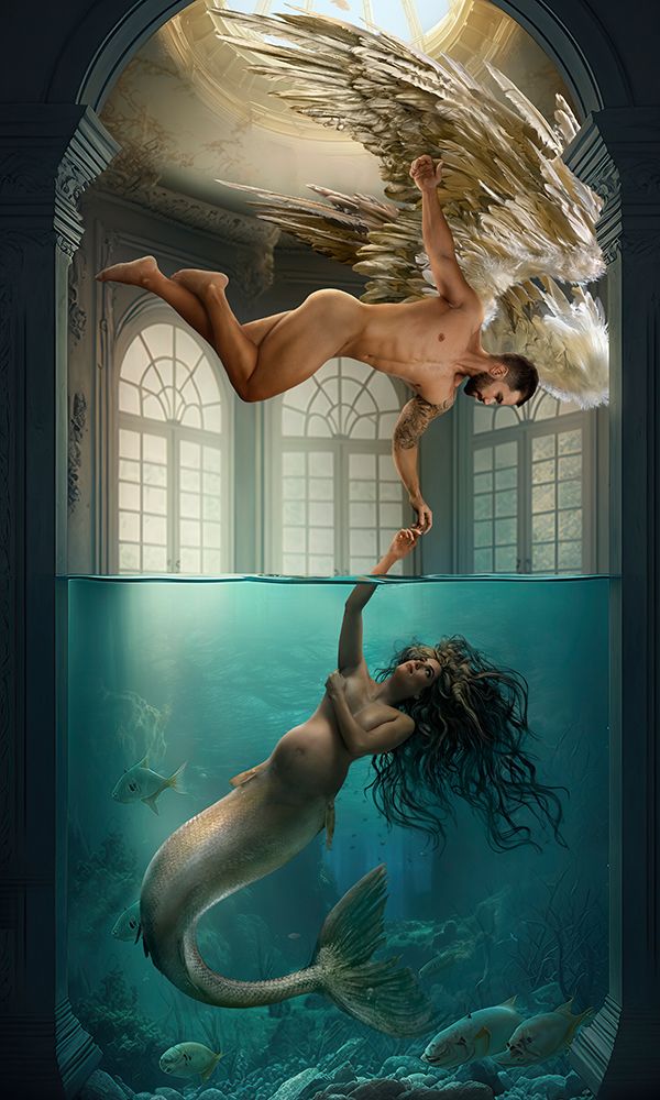 The Angel And The Mermaid art print by DDiArte for $57.95 CAD