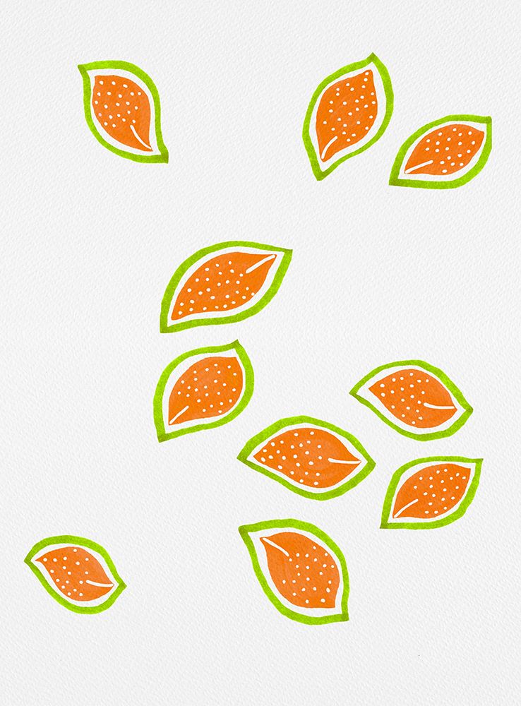 Melon Scattered Leaves Polka Dot 2 art print by Michele Channell for $57.95 CAD