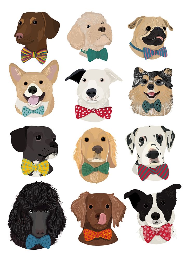 Dog In Bow art print by Hanna Melin for $57.95 CAD