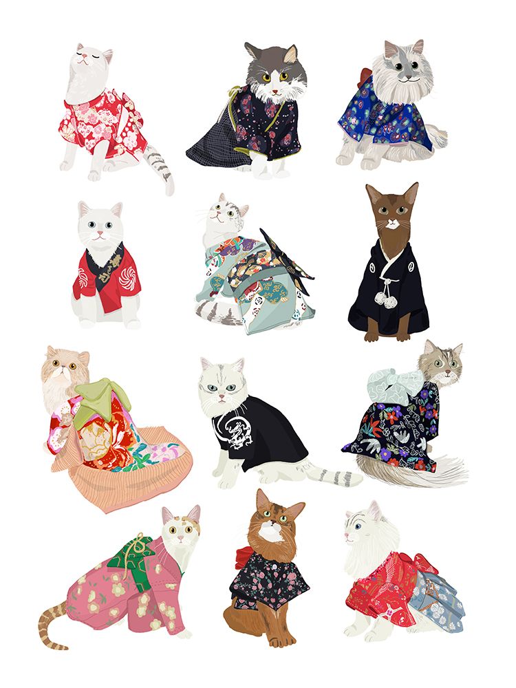 Cat In Kimono art print by Hanna Melin for $57.95 CAD