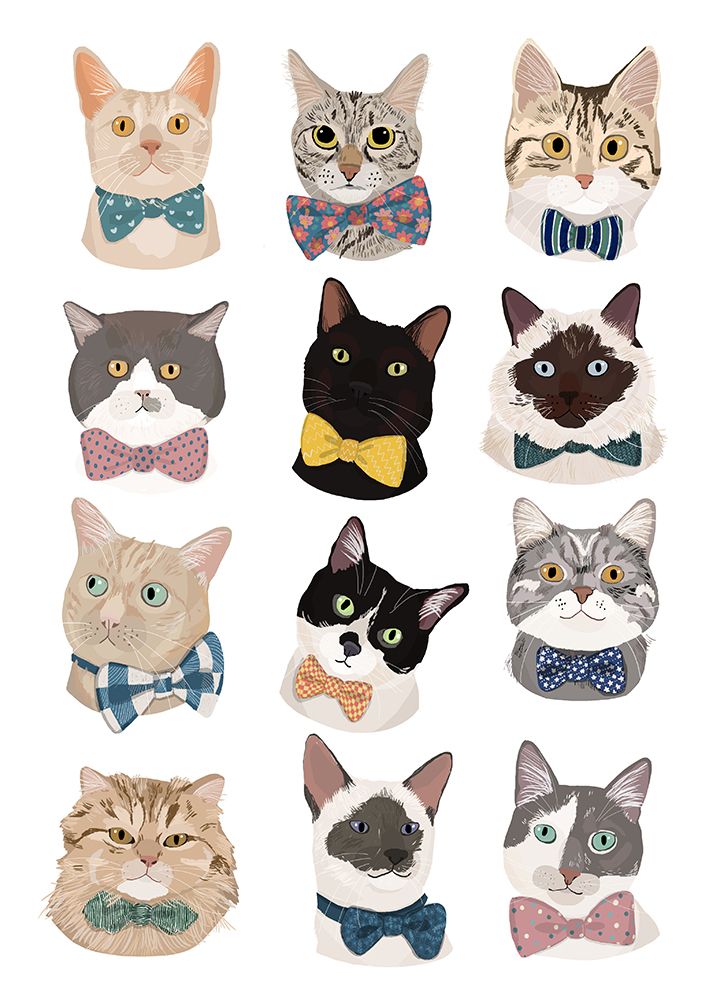 Cats In Bow Tie art print by Hanna Melin for $57.95 CAD