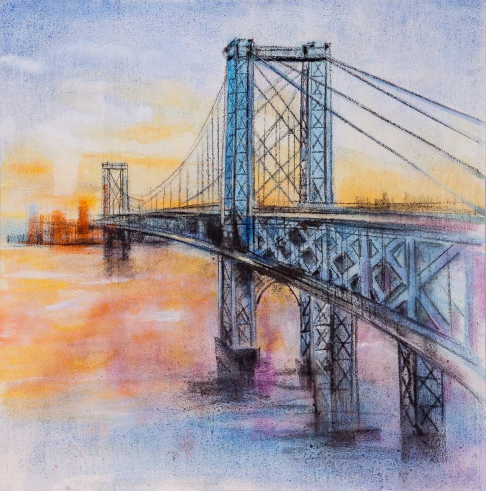 Abstract Brooklyn Bridge  art print by Atelier B Art Studio for $57.95 CAD