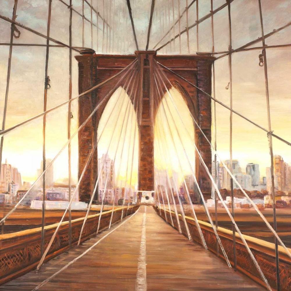 Sunset on the Brooklyn Bridge art print by Atelier B Art Studio for $57.95 CAD