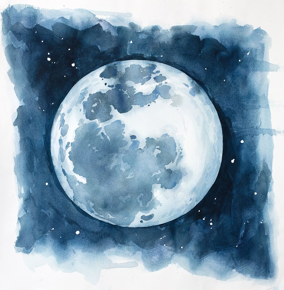 Watercolor Blue Moon art print by Atelier B Art Studio for $57.95 CAD