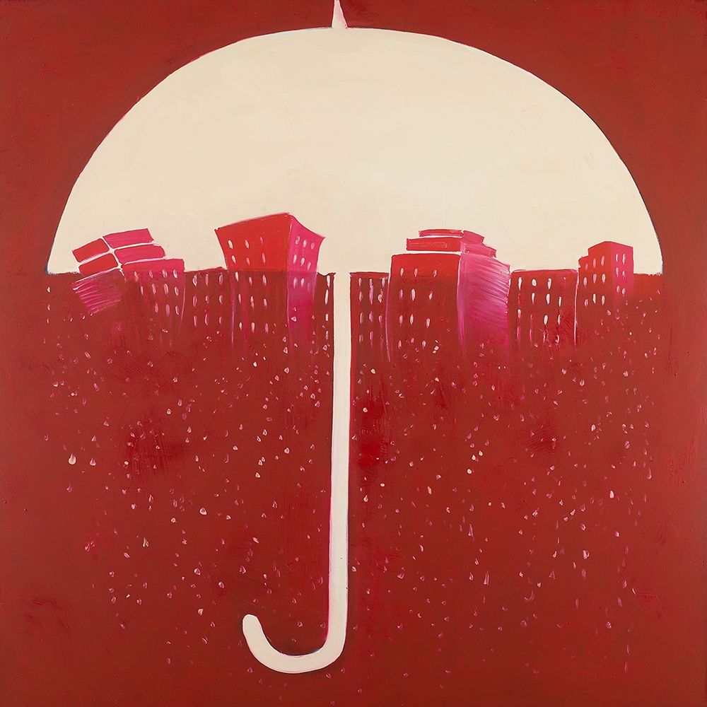 RED CITY UNDER UMBRELLA art print by Atelier B Art Studio for $57.95 CAD