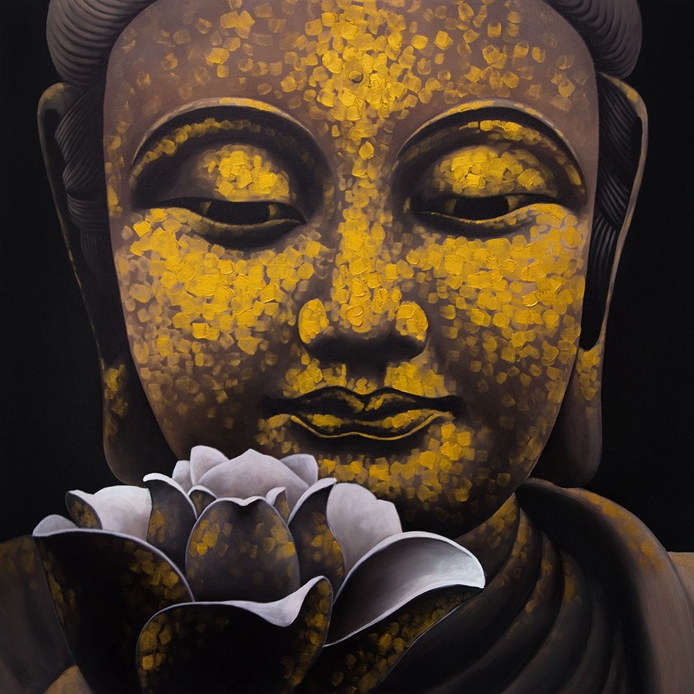 THE ETERNAL SMILE OF BUDDHA AND HIS LOTUS art print by Atelier B Art Studio for $57.95 CAD