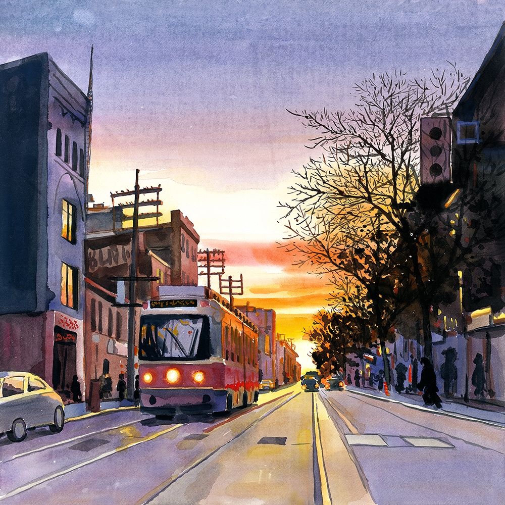SUNSET STREETSCAPE TO TORONTO art print by Atelier B Art Studio for $57.95 CAD