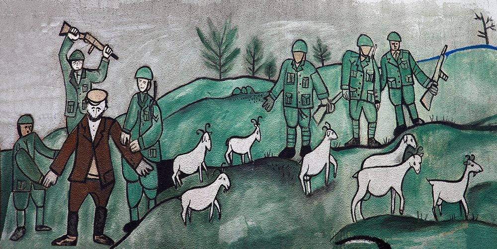 Orgosolo-shepherds-war-murals art print by Salvatore Esposito for $57.95 CAD