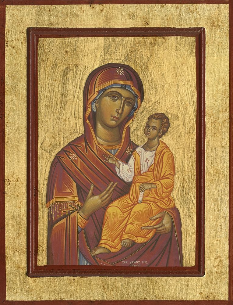 Byzantine Icon Haloed Virgin Mary with Baby Jesus art print by anonymous for $57.95 CAD