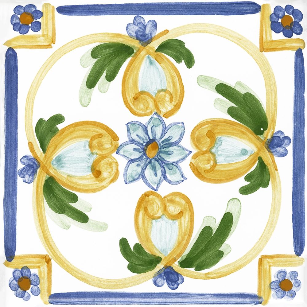 White, Bue, Yellow and Green tile pattern art print by Anonymous for $57.95 CAD