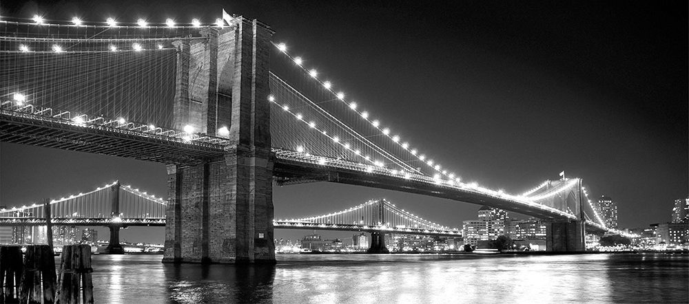 Brooklyn Bridge and Manhattan Bridge at Night art print by Phil Maier for $57.95 CAD