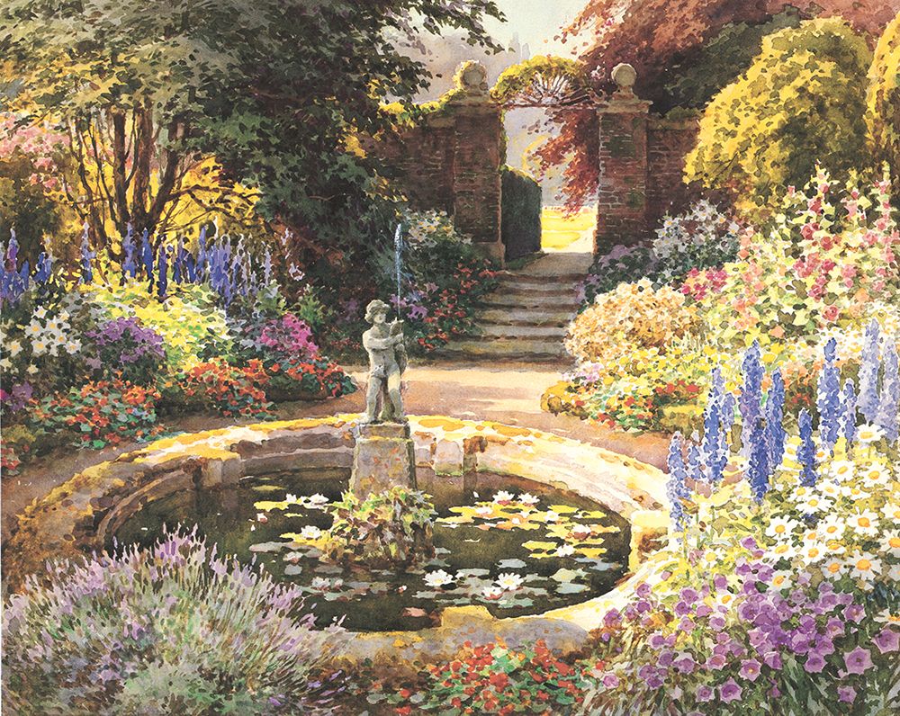 Garden Fountain II art print by Unknown for $57.95 CAD