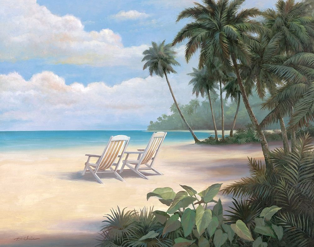 Two Chairs on Beach art print by Unknown for $57.95 CAD