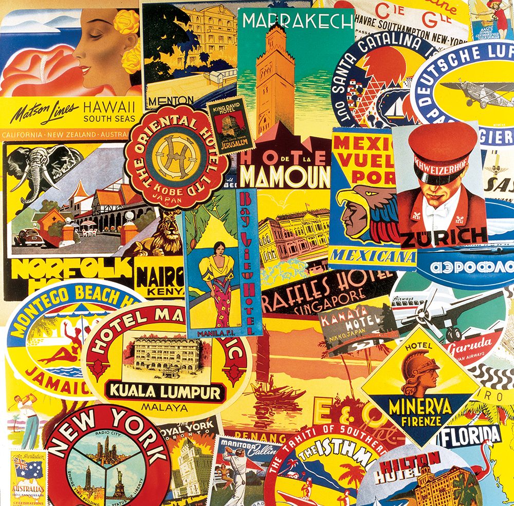 Travel Stickers Collage art print by Unknown for $57.95 CAD
