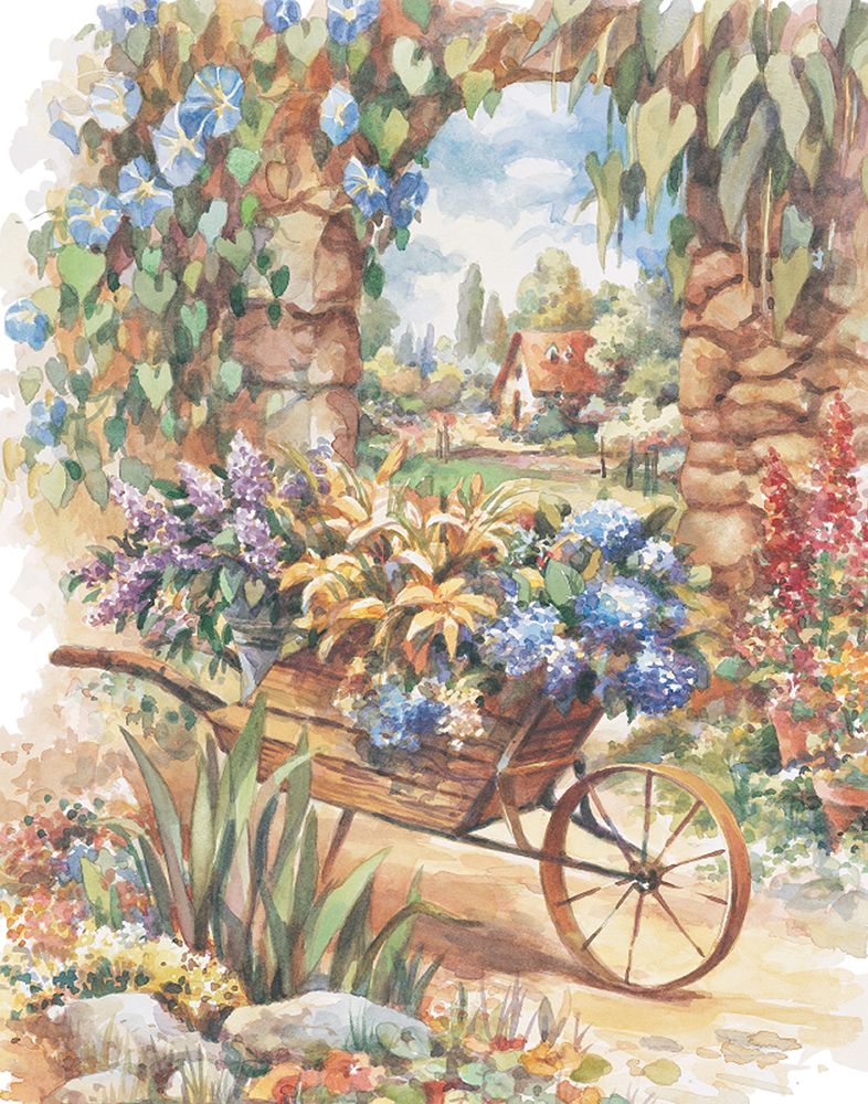 Wheelbarrow of Flowers art print by Unknown for $57.95 CAD