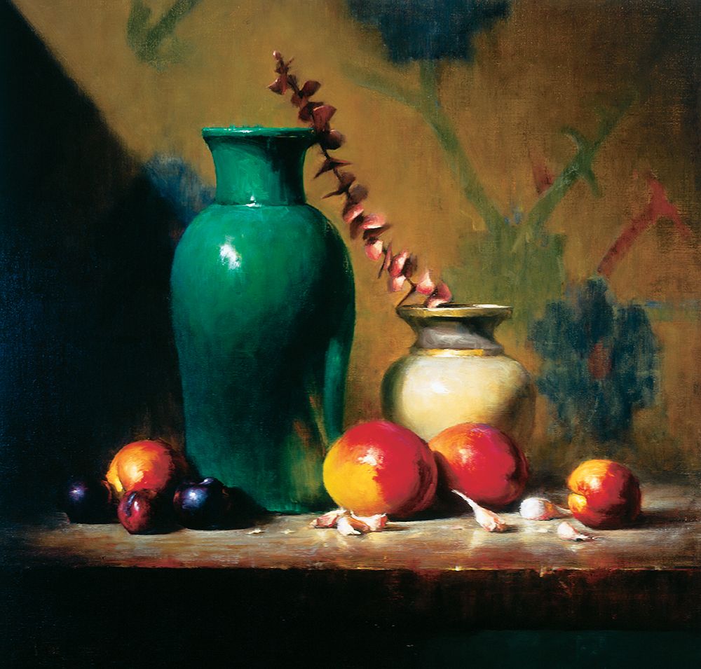 Green Vase And Fruit art print by Unknown for $57.95 CAD