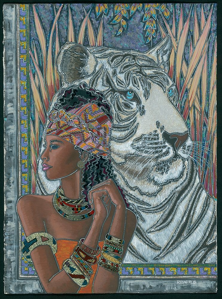 Nubian Princess and Tiger art print by Unknown for $57.95 CAD