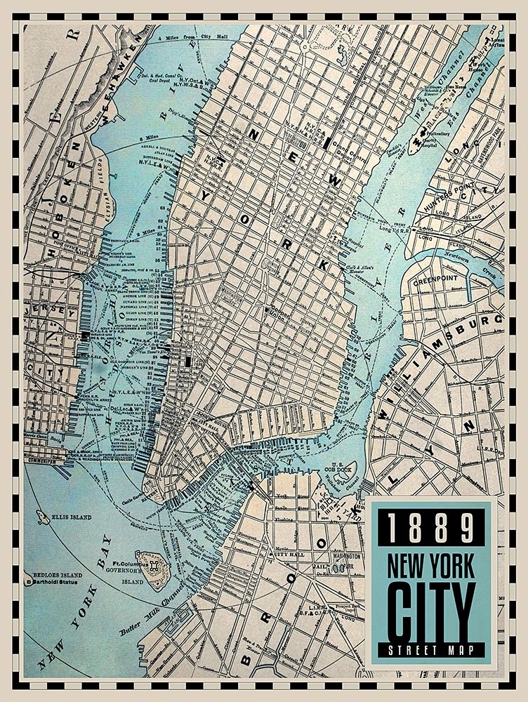 New-York City Map, 1889 art print by BRAUN Studio for $57.95 CAD