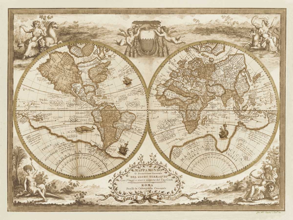Mappa del Globo Terraqueo art print by Anonymous for $57.95 CAD