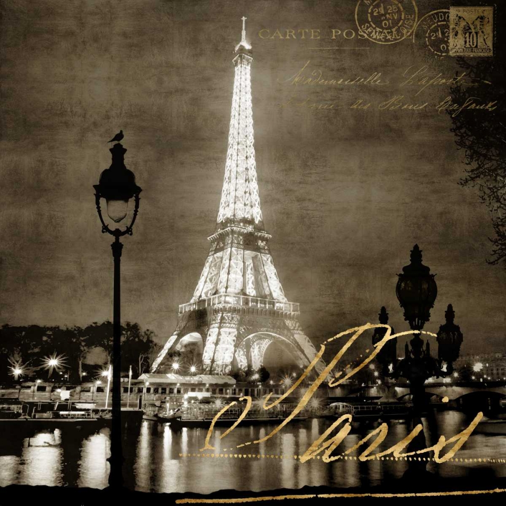 Paris At Night In Sepia art print by Kate Carrigan for $57.95 CAD