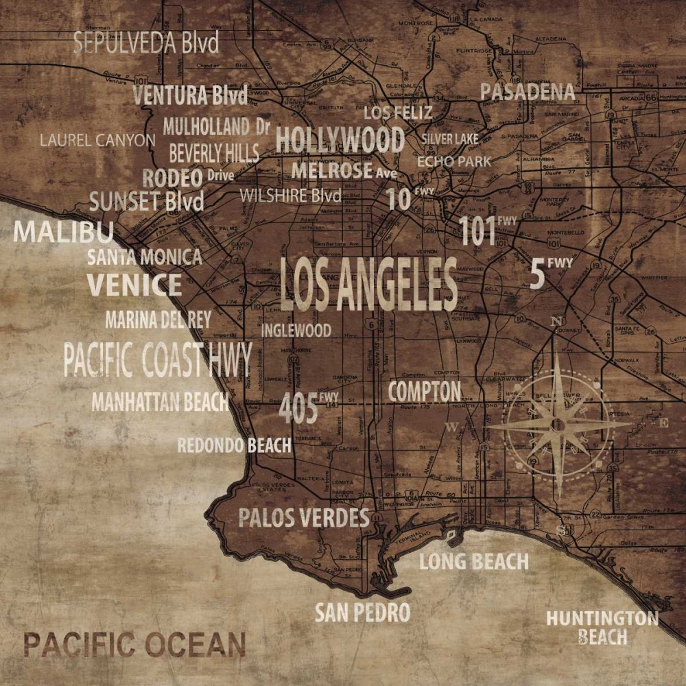 Map of Los Angeles art print by Luke Wilson for $57.95 CAD