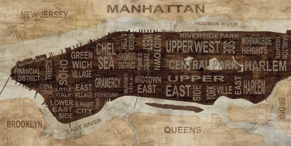 Manhattan Neighborhoods art print by Luke Wilson for $57.95 CAD